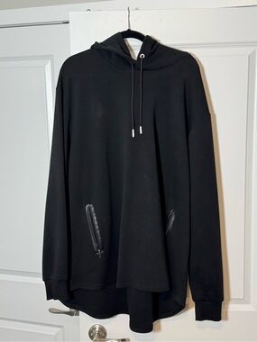Black Pullover Hoodie with Zippered Pockets